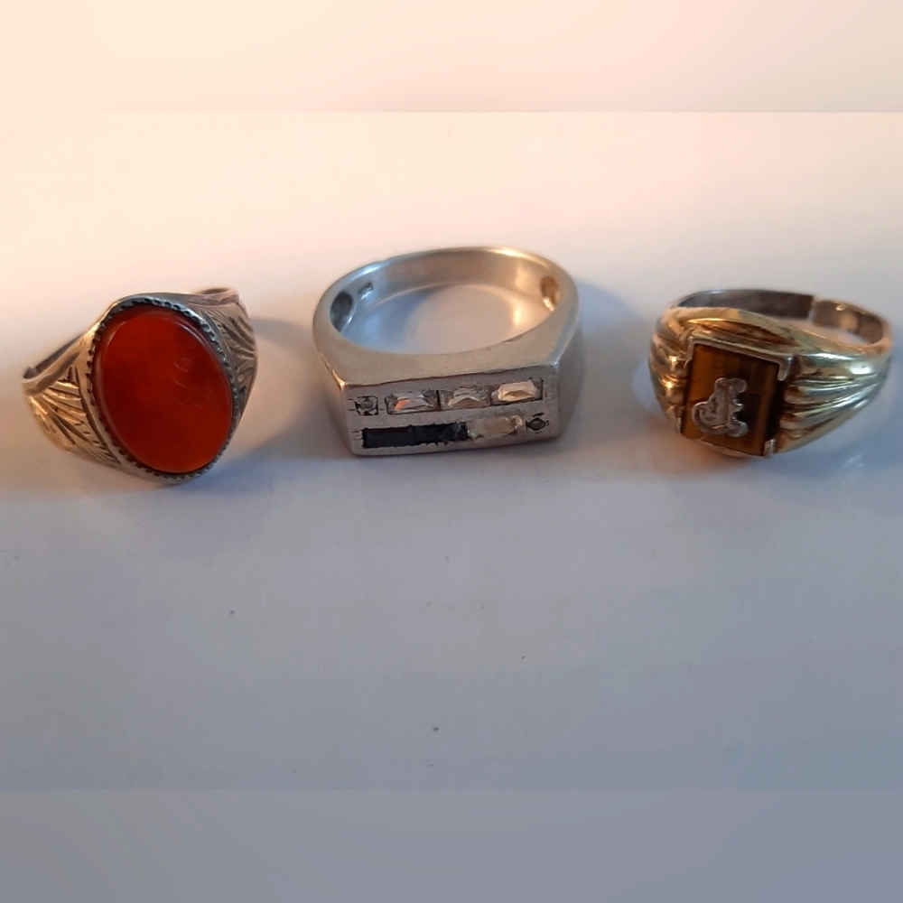 Man Rings Lot Sterling Silver
